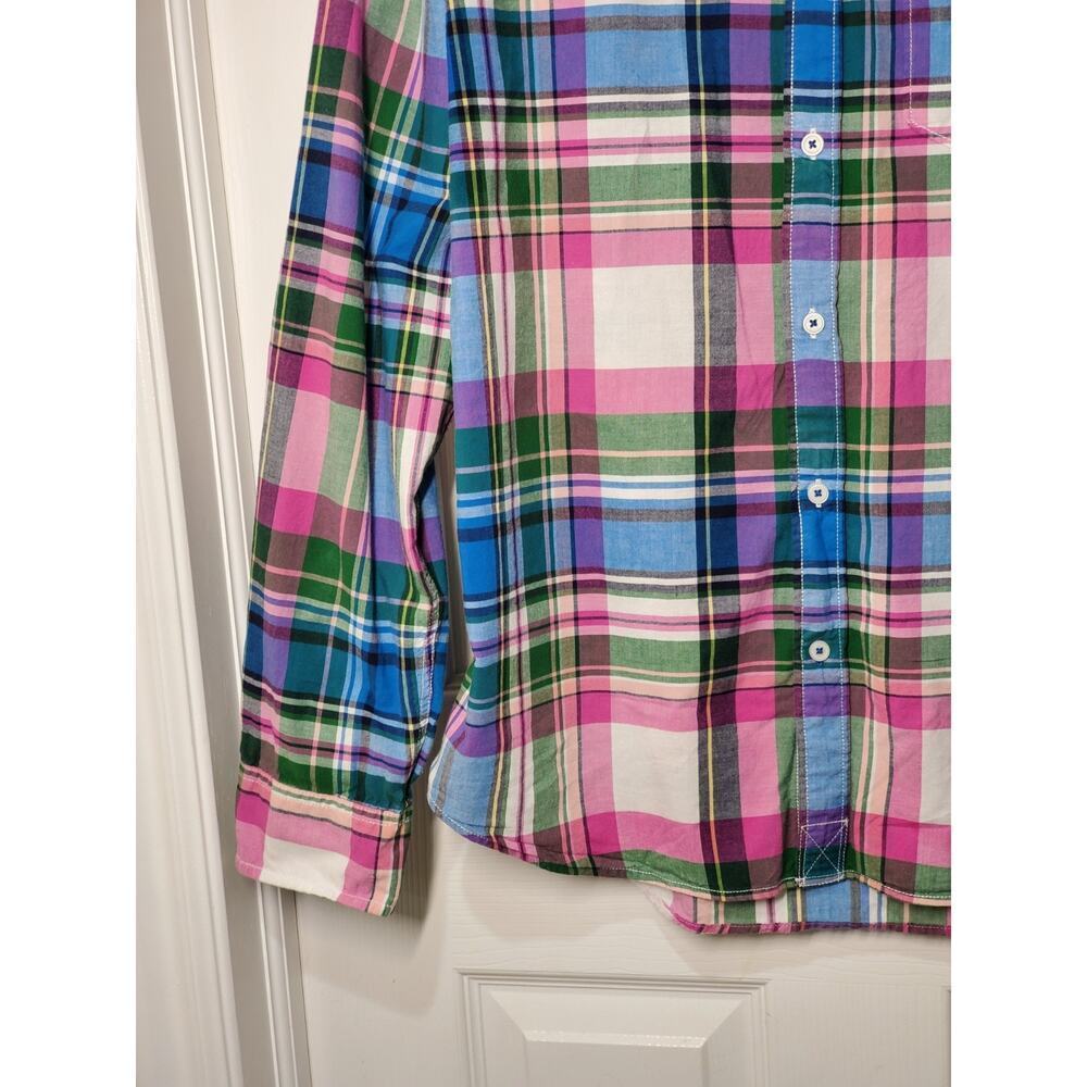 American Eagle Shirt Mens Large Green Blue Plaid Check Classic Fit Button Down - Picture 11 of 12